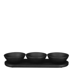 Mica Decorations Plateau Apéritif 3 Coupelles En Bois De Manguier Noir