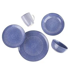 Sia Deco Service 34 Pièces Géométrique Bleu