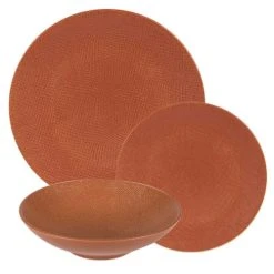 Table Passion Service D'assiettes Terra 12 Pièces En Grès Orange