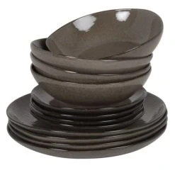Maisons Du Monde Service De Table 12 Pièces En Grès Vert