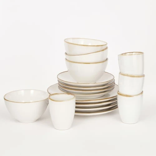 Mica Decorations Service De Table 16 Pièces En Céramique Blanc – Image 4