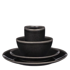 Mica Decorations Service De Table 16 Pièces En Céramique Noir