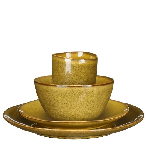 Mica Decorations Service De Table 16 Pièces En Céramique Ocre